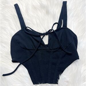 SHEIN Cropped Bustier Top Black Size XS